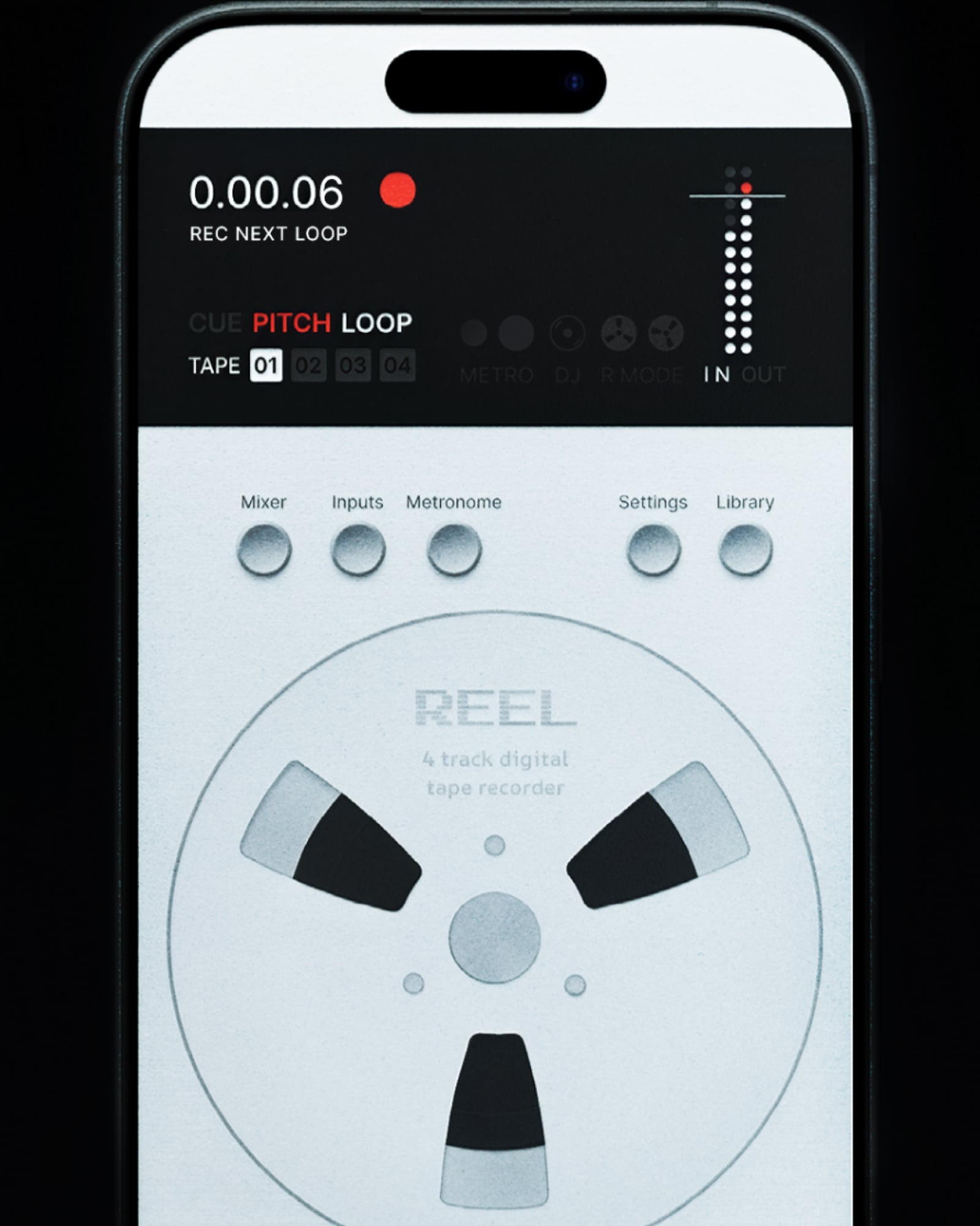 Reel multitrack recording with looping and overdub on iPhone